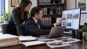 Abogado revisando evidencia de redes sociales en un caso de lesiones personales