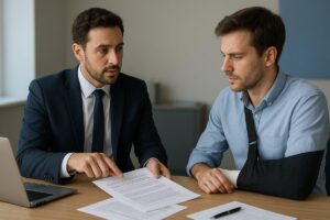 Abogado revisando pérdidas económicas relacionadas con una lesión personal